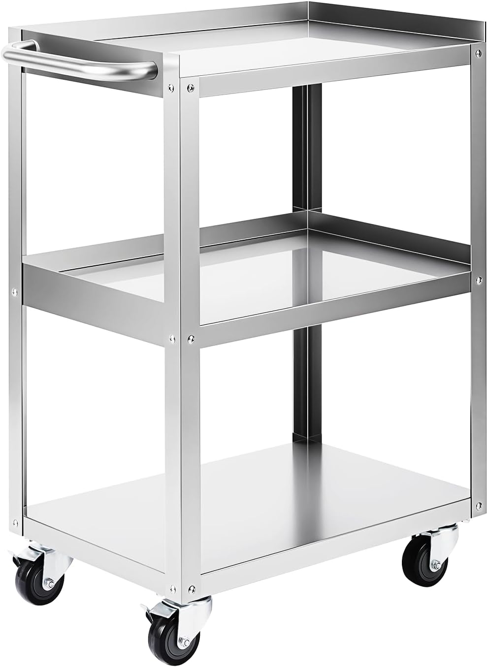 Workshop Tools Trolley - 3-Tier Stainless Steel Rolling Utility Cart