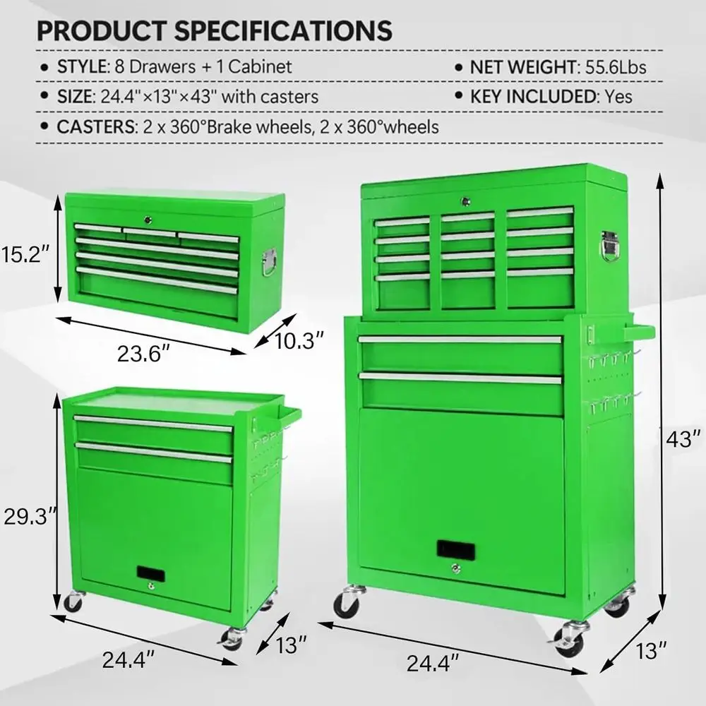 Portable 8 Drawer Rolling Tool - Workshop Use Tools 评论和价格