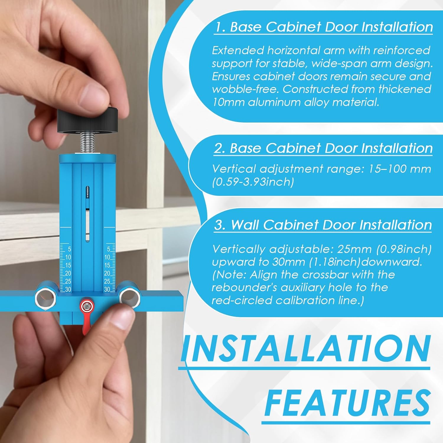 3 in 1 Cabinet Door Mounting J - Dowel Jig Kit 评论和价格