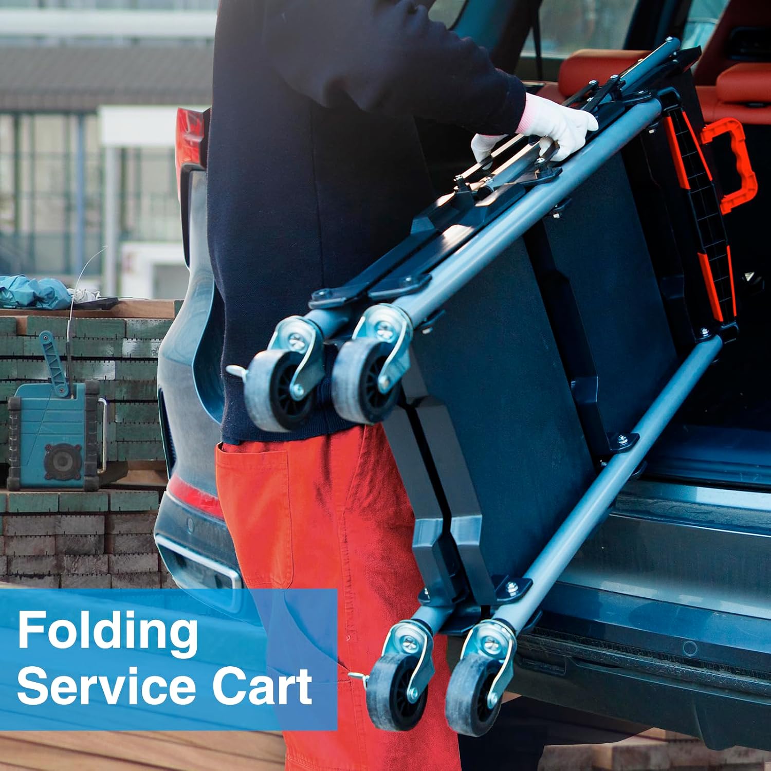3-Shelf Foldable Rolling Utili - Workshop Tools Trolley 评论和价格