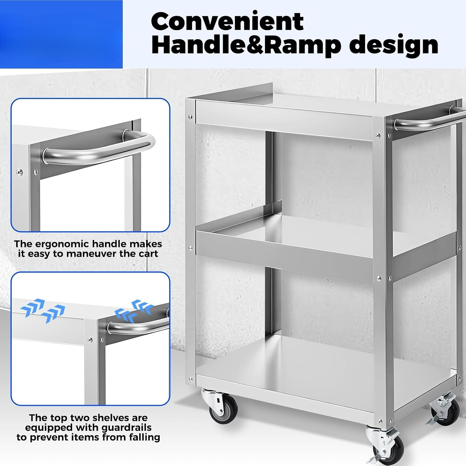 3-Tier Stainless Steel Rolling - Workshop Tools Trolley 评论和价格